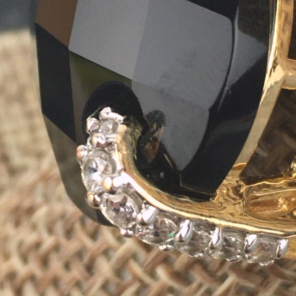 Heng Ngai HN Faceted Onyx Vermeil Ring 8 - Picture 2 of 11